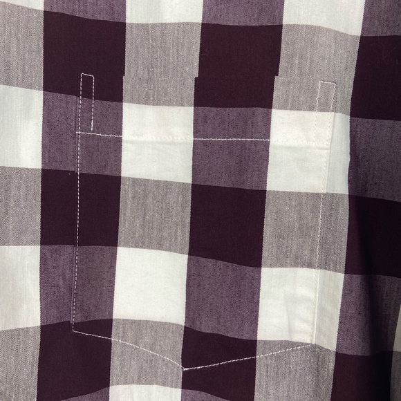 Mason James Men's Long Sleeve Stretch Button Down Shirt Size XXL Maroon/White - Picture 9 of 13